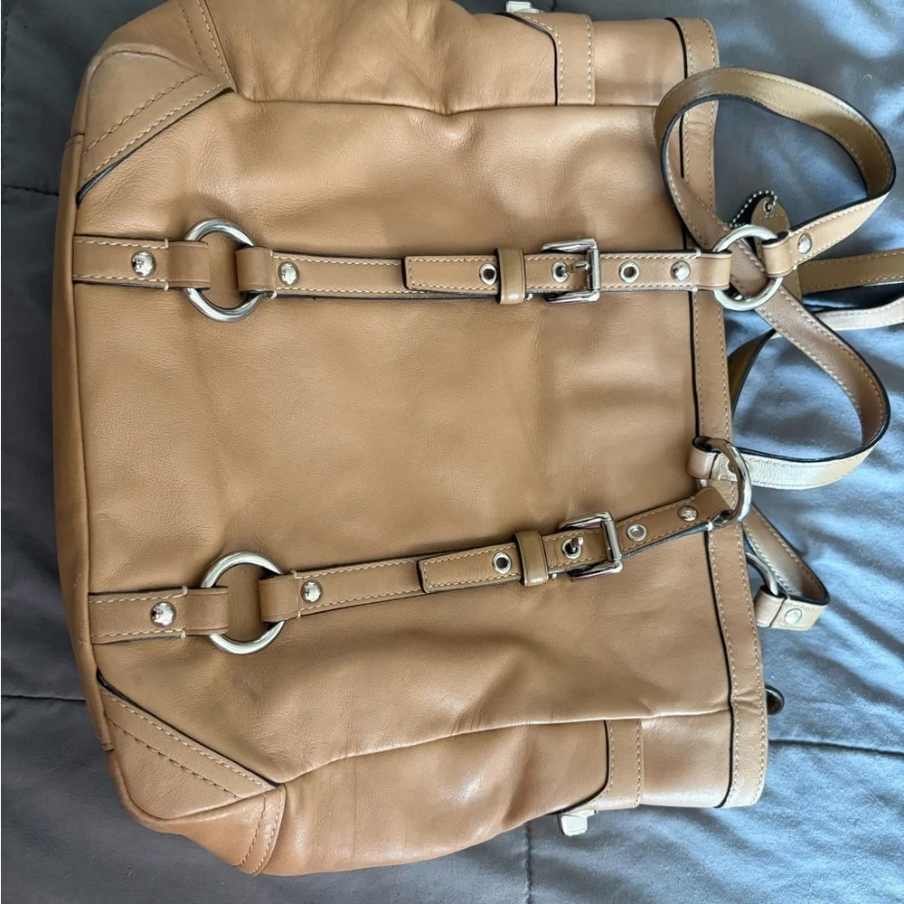 Coach Vintage Gallery Tote Bag Tan Leather Turnlock Large Carryall - Picture 5 of 10